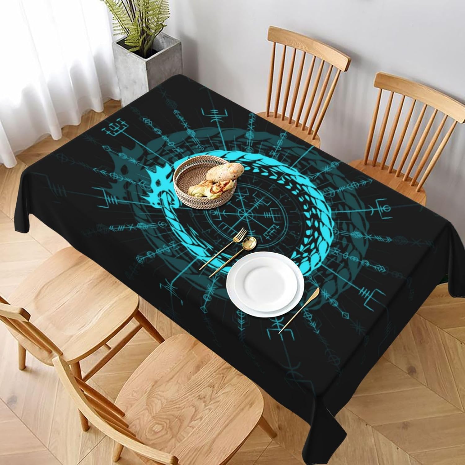 Home Textiles Premium - Viking Dragon Symbol Tablecloth, Premium Retro